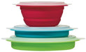 Kitchen Bowl Progressive International CB-20 Storage Bowl Set, Blue/ Green/ Red, One 1.5 Cup Capacity/ One 3 Cup Capacity/ One 5 Cup Capacity, Round, Collapses To 1/2 Of Its Original Size, Dishwasher Safe, Polypropylene Plastic, Set Of 3 - Young Farts RV Parts