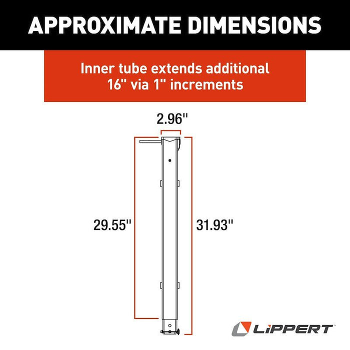 Lippert Components 179013 Trailer Lead Landing Gear Leg - 29 1/2" - Young Farts RV Parts