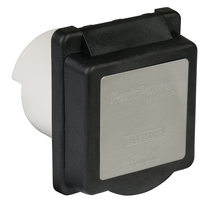 Marinco Outdoor Receptacle 125 Volt/ 30 Amp Square - 301ELRV.BLK - Young Farts RV Parts