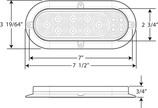 Optronics Trailer Lights - STL211XRFHB - Stop, Tail, Turn, Backup - Submersible - Oval - Red/Clear Lens - Young Farts RV Parts