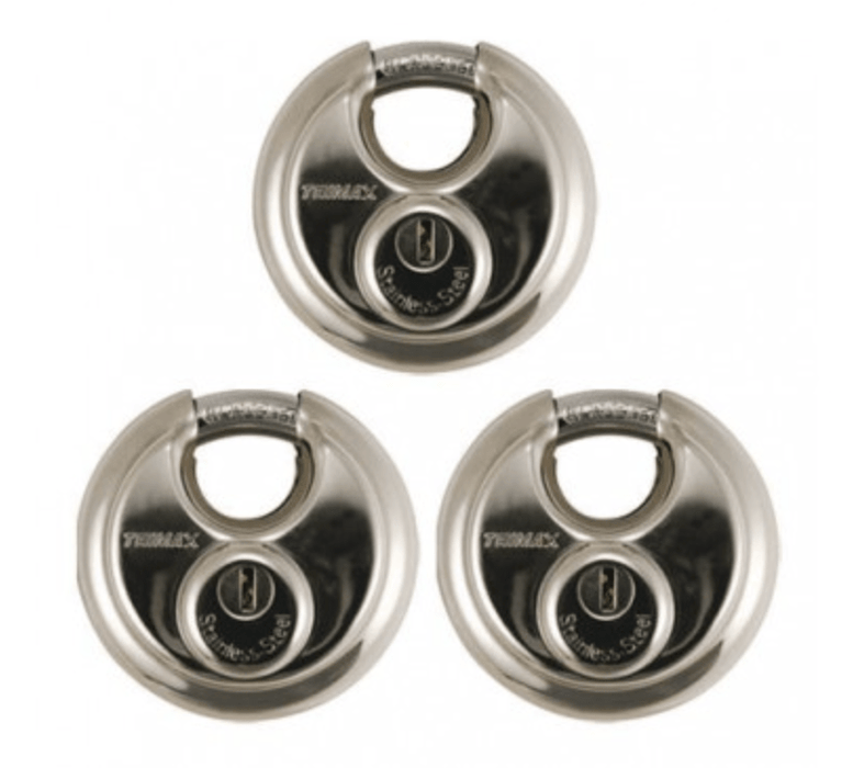 Padlock Trimax Locks TRP3170 Key Type, 70 Millimeter Body Diameter/ Round, 10 Millimeter Diameter Shackle, General Purpose, Stainless Steel, Round - Young Farts RV Parts