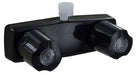 Phoenix Products PF213741 2 Valve Shower Control Valve, Single Piece Wall Mount, Plastic Compression Valve, 4" Center Distance, 2 Hole Application, 2 Black Acrylic Knob Handle, Black, Plastic Underbody, With Vacuum Breaker To Attach Hand Held Shower Hose - Young Farts RV Parts