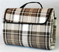 Picnic Blanket Carefree RV 907001 6-1/2 Foot x 5-1/2 Foot; Brown/ Gray Plaid; PVC Coated Waterproof Backing - Young Farts RV Parts