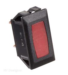 Power Indicator Light RV Designer S361 Use For Lighting/ Water Heater/ Water Pump And Other Appliance Type Control; 0.550" x 1.125" Cutout Size; 10 Amp; 14 Volt DC; Red; Black - Young Farts RV Parts