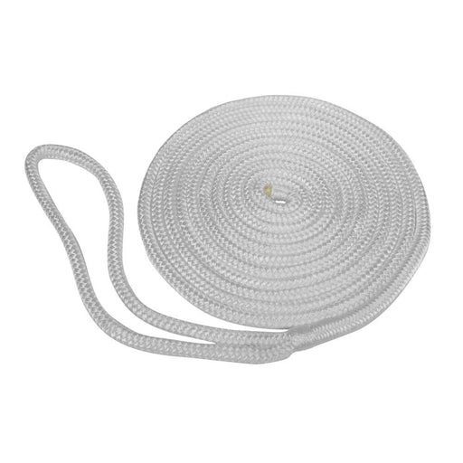 Premium Double Braided Nylon Dock Line, 15', 3/8", White - Young Farts RV Parts