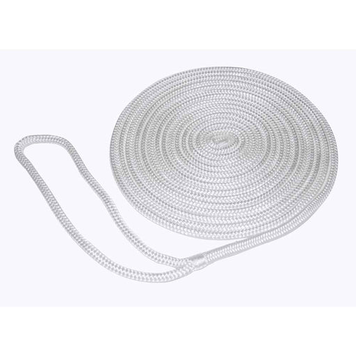 Premium Double Braided Nylon Dock Line, 25', 3/8", White - Young Farts RV Parts