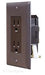 Receptacle RV Designer S815 Self Contained; 125 Volt AC; Non Ground Fault Interrupter; Dual Receptacle; Brown; With Cover Plate - Young Farts RV Parts