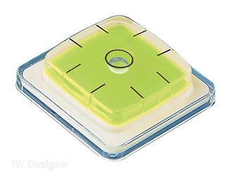 RV Level RV Designer E403 Bubble, Levels Surface/ Horizontal/ Vertical, White, Single, 1-3/4" x 1-3/4" - Young Farts RV Parts