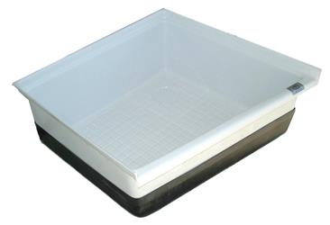 Shower Pan 24" x 10" , Icon 00463 SP200, Rectangle, 23" Right Side, 18" Left Side, With Ready To Drill Drain, Polar White, ABS Plastic - Young Farts RV Parts