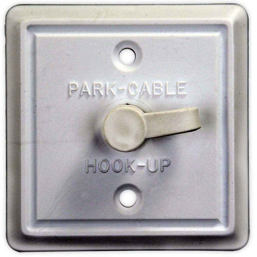 Square Cable TV Plate Polar White - Young Farts RV Parts