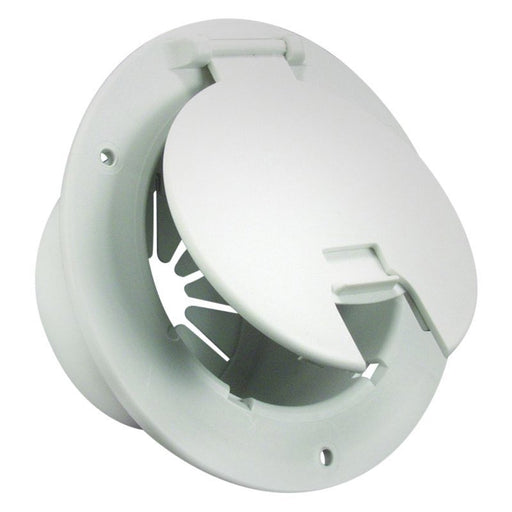 Thetford 541-2-A - Deluxe Polar White Round Electric Cable Hatch with Back - Young Farts RV Parts