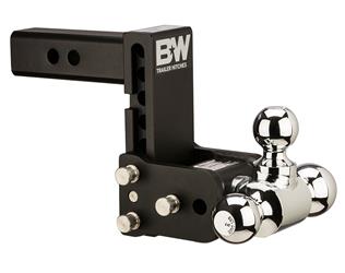 Trailer Hitch Ball Mount B&W Trailer Hitches TS10048B Tow & Stow Model 8, Class IV, Fits 2" Receiver, 10000 Pound Gross Trailer Weight/ 1000 Pound Tongue Weight, 5" Drop/ 5 - 1/2" Rise, Tri Ball - 1 - 7/8" And 2" And 2 - 5/16" - Young Farts RV Parts
