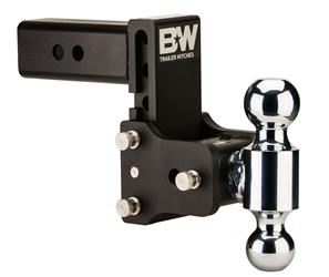 Trailer Hitch Ball Mount B&W Trailer Hitches TS20037B Tow & Stow ™, Class V, Fits 2 - 1/2" Receiver, 14500 Pound Gross Trailer Weight/ 1450 Pound Tongue Weight, 5" Drop/ 4 - 1/2" Rise, Dual Ball 2" ( Rated at 7500 Pounds) and 2 - 5/16" (Rated at 14500 Pounds) - Young Farts RV Parts