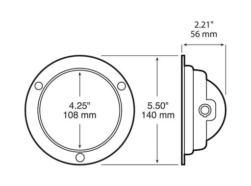 Trailer Light Peterson Mfg. V413 Flush - Mount Stop/ Turn/ Tail Light, Incandescent Bulb, Round, Red Lens, 4", Black Polycarbonate Housing - Young Farts RV Parts