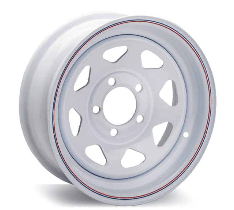 Trailer Wheel 5 - Lug 14X6JJ 8 Spoke, White - Young Farts RV Parts