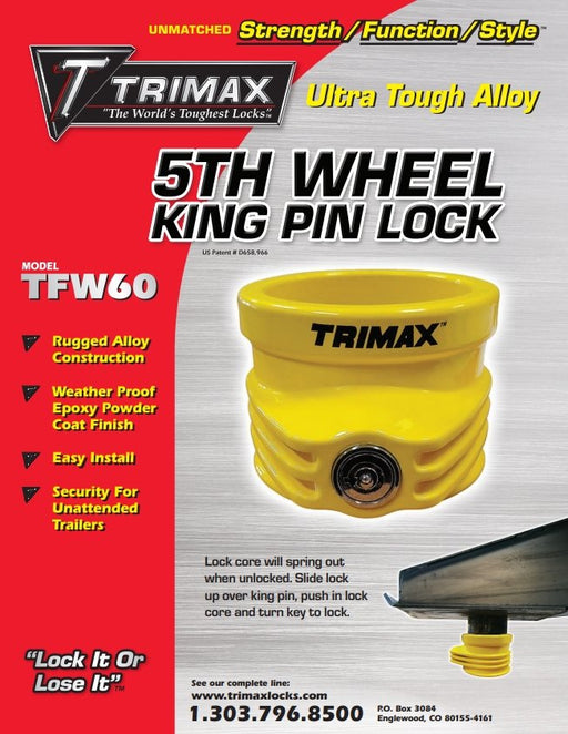 Trimax TFW60 - 5th Wheel King Pin Lock - Young Farts RV Parts