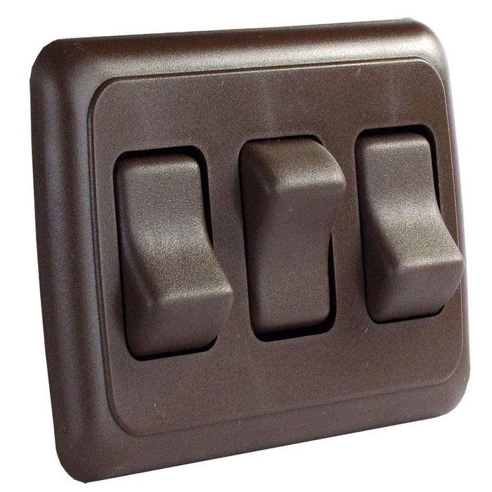 Triple Rocker Switch Assembly - Brown - Young Farts RV Parts