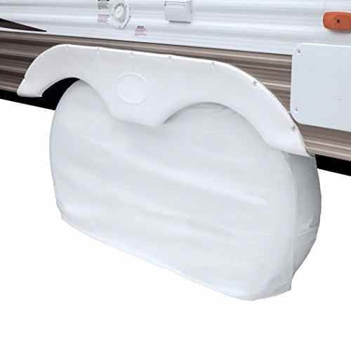 Up To 27" Dual Axle Wheel Cover - White - Young Farts RV Parts