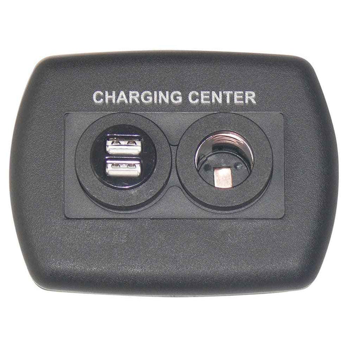 USB/12V Charger Wallplate Black - Young Farts RV Parts