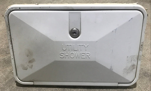 Used 13 1/2" W RV Access Hatch - Outdoor Shower - Young Farts RV Parts