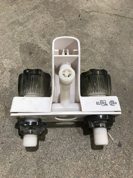 Used 4" Bathroom Faucet Bone With Smoked Knobs - Young Farts RV Parts