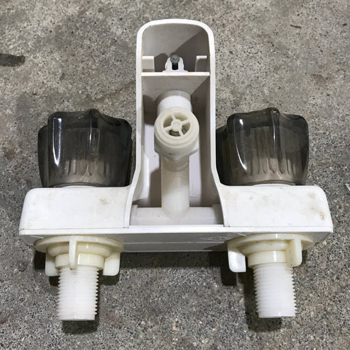 Used 4" Bathroom Faucet Bone With Smoked Knobs - Young Farts RV Parts