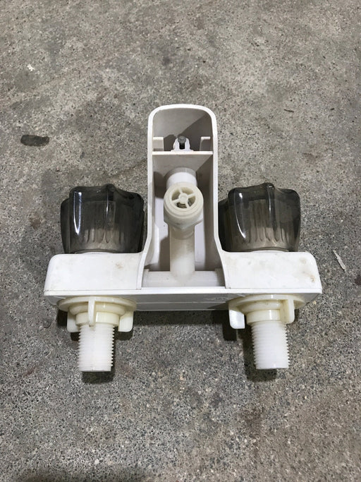 Used 4" Bathroom Faucet Bone With Smoked Knobs - Young Farts RV Parts