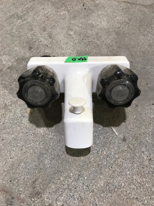 Used 4" Bathroom Faucet Bone With Smoked Knobs - Young Farts RV Parts