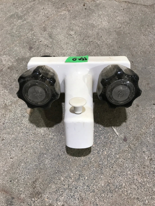 Used 4" Bathroom Faucet Bone With Smoked Knobs - Young Farts RV Parts