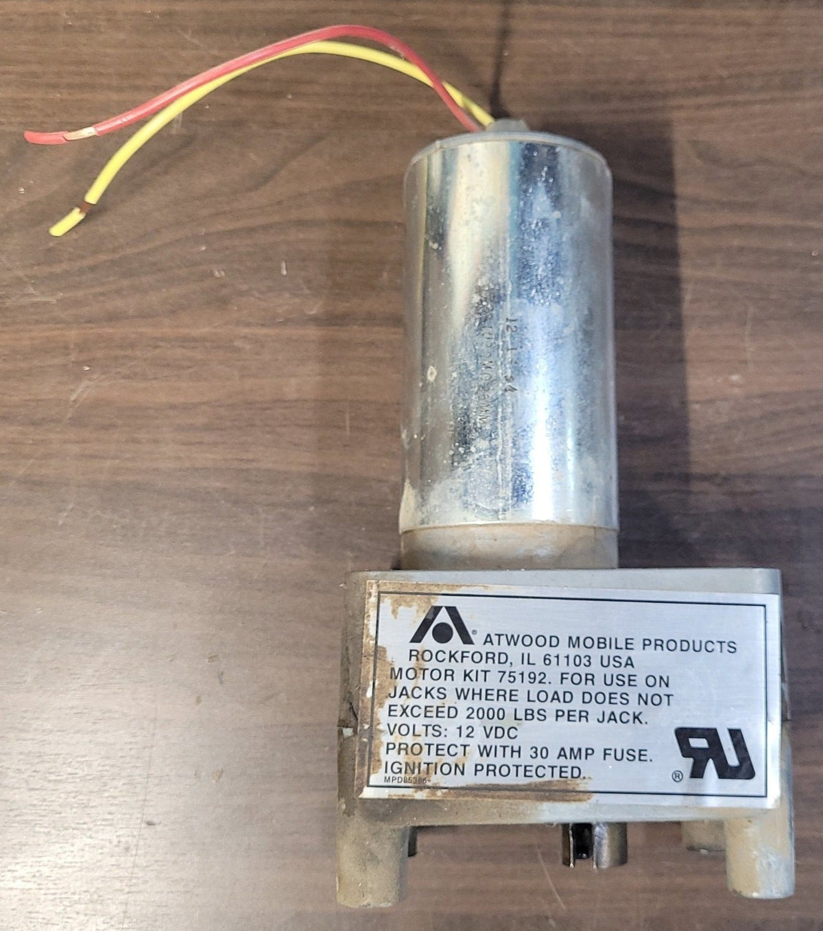 Used Atwood 75192 Electric Motor For R.V. Trailer Landing Gear 12VDC