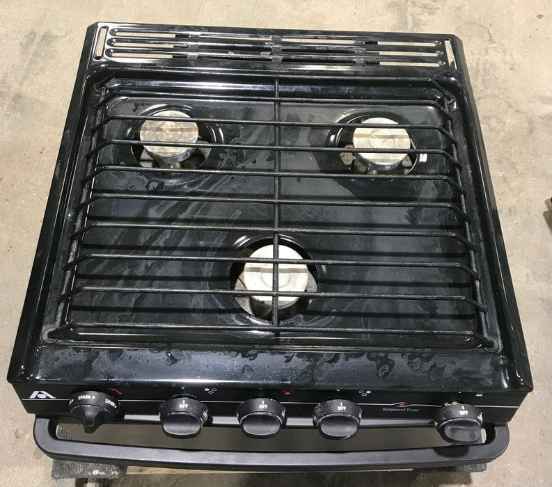 Used Atwood / Wedgewood range stove 3 - burner R - V2135BBP - Young Farts RV Parts