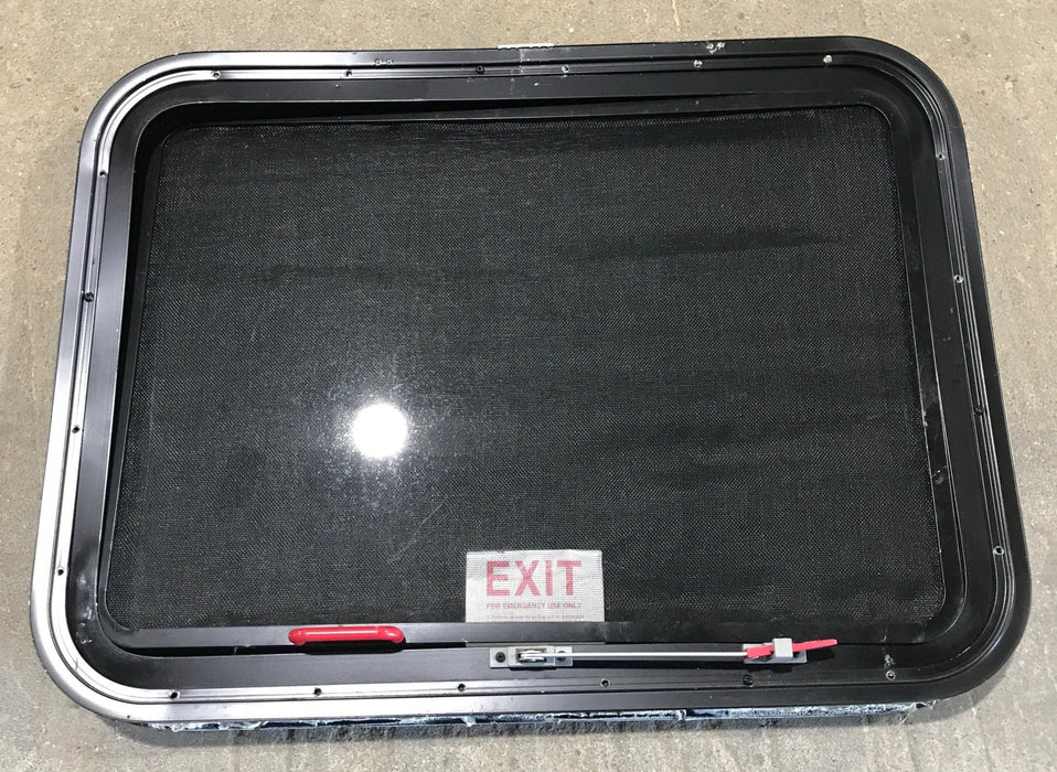 Used Black Radius Emergency Opening Window : 29 1/2" W x 21 1/2" H x 1 7/8" - Young Farts RV Parts
