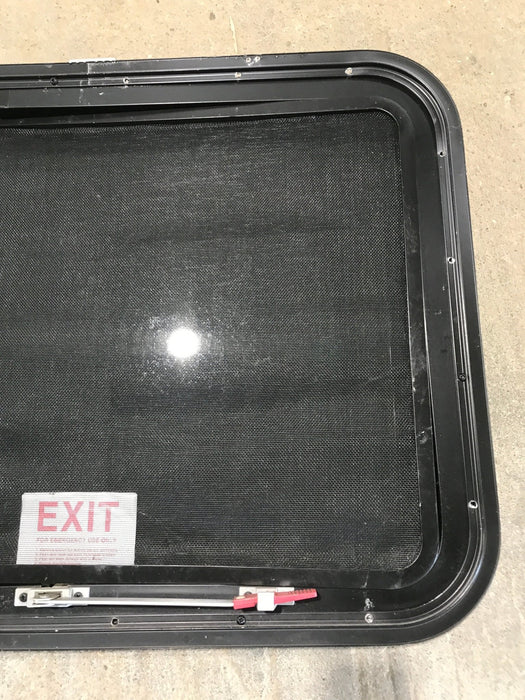 Used Black Radius Emergency Opening Window : 29 1/2" W x 21 1/2" H x 1 7/8" - Young Farts RV Parts