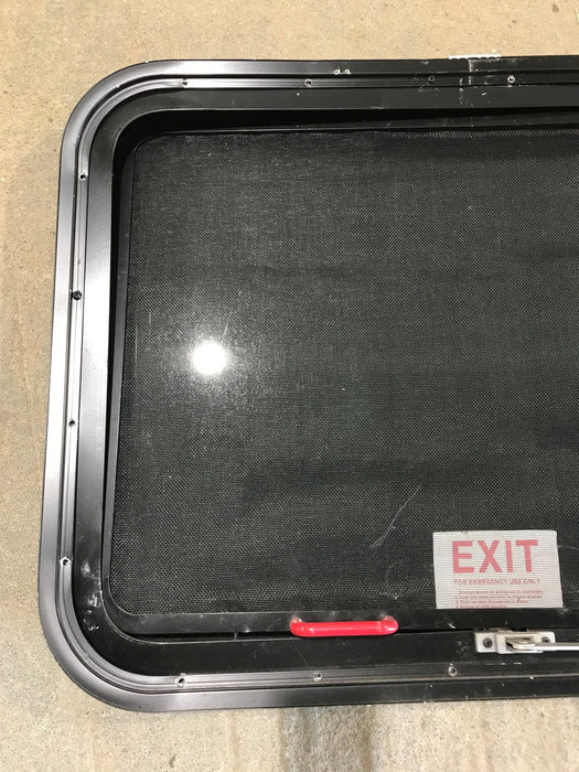 Used Black Radius Emergency Opening Window : 29 1/2" W x 21 1/2" H x 1 7/8" - Young Farts RV Parts