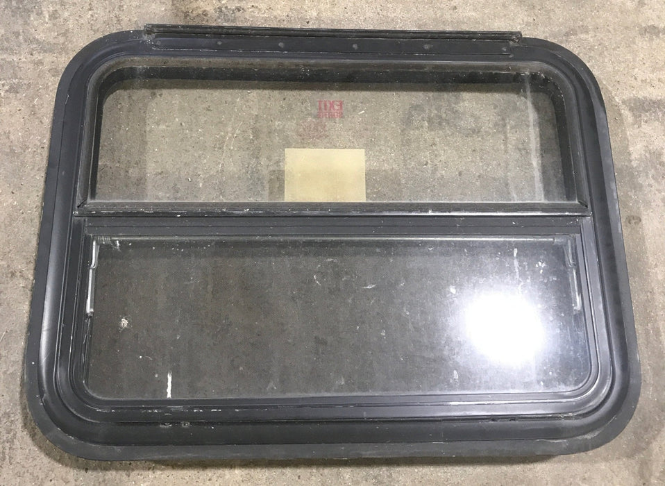 Used Black Radius Emergency Opening Window : 29 1/2" W X 29 1/2" H X 2" D - Young Farts RV Parts