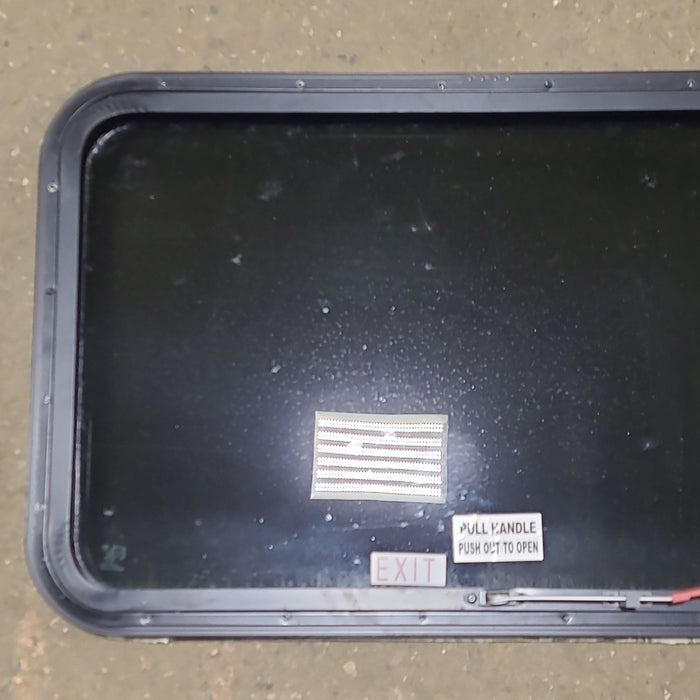 Used Black Radius Emergency Opening Window : 35 1/2" W x 21 1/2" H x 1 1/4" D - Young Farts RV Parts