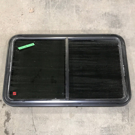 Used Black Radius Emergency Opening Window : 41 1/2" W x 26" H x 1" D - Young Farts RV Parts
