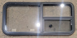 Used Black Radius Emergency Opening Window : 47 1/4" W x 21 1/4" H x 1 7/8" - Young Farts RV Parts