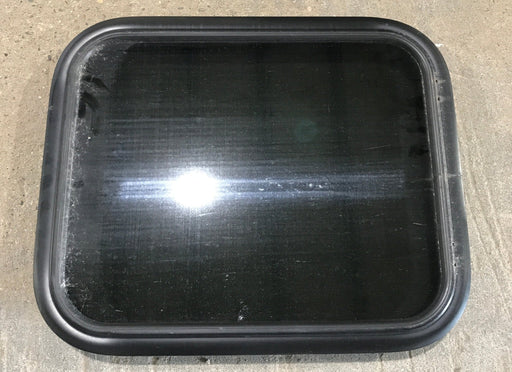 Used Black Radius Non Opening Window : 21 1/2" W x 17 1/2" H x 1 7/8" - Young Farts RV Parts