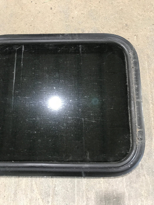 Used Black Radius Non Opening Window : 21 1/2" W x 17 1/2" H x 1 7/8" - Young Farts RV Parts