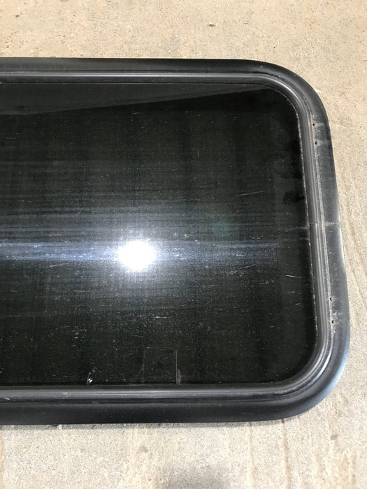 Used Black Radius Non Opening Window : 21 1/2" W x 17 1/2" H x 1 7/8" - Young Farts RV Parts