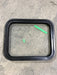 Used Black Radius Non Opening Window : 21 1/2" W X 17 1/2" H X 2" D - Young Farts RV Parts