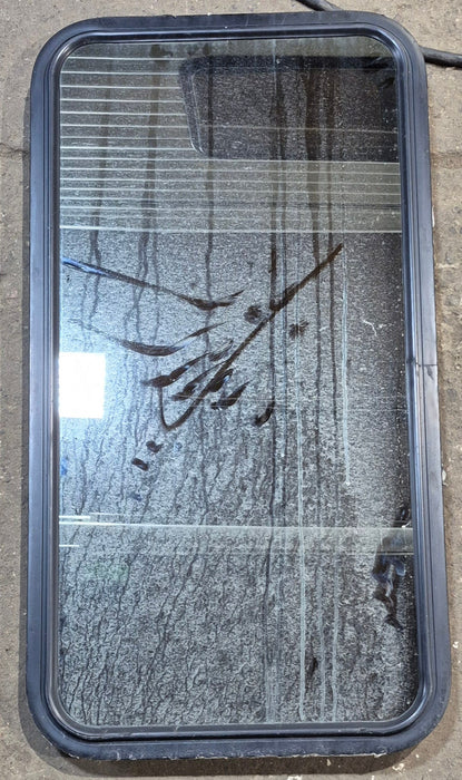 Used Black Radius Non Opening Window : 21 3/4" W x 42 1/4" H x 2" - Young Farts RV Parts