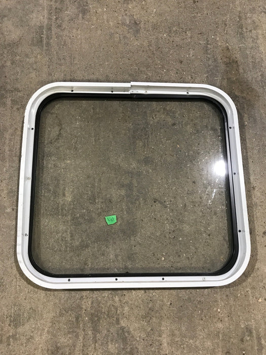 Used Black Radius Non - Opening Window : 23 1/4" W X 21 3/4" H X 2" D - Young Farts RV Parts