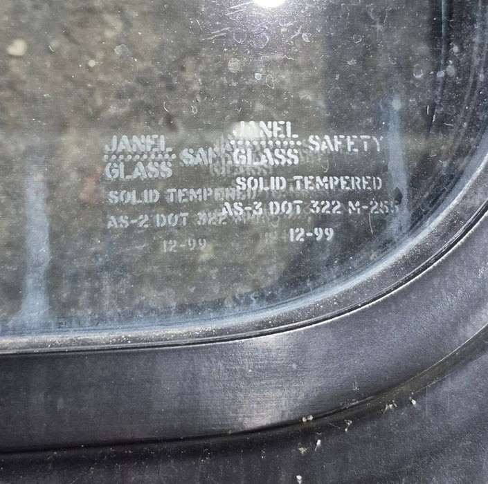 Used Black Radius Non Opening Window : 23 3/4" W x 26" H x 2" D - Young Farts RV Parts