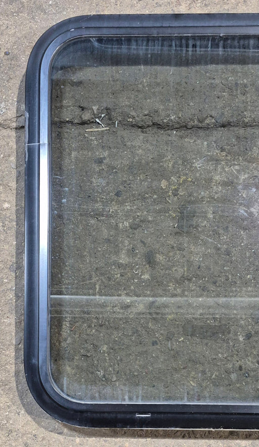Used Black Radius Non Opening Window : 23 3/4" W x 26" H x 2" D - Young Farts RV Parts