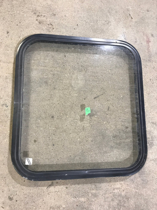 Used Black Radius Non - Opening Window : 23" W X 22" H X 2" D - Young Farts RV Parts