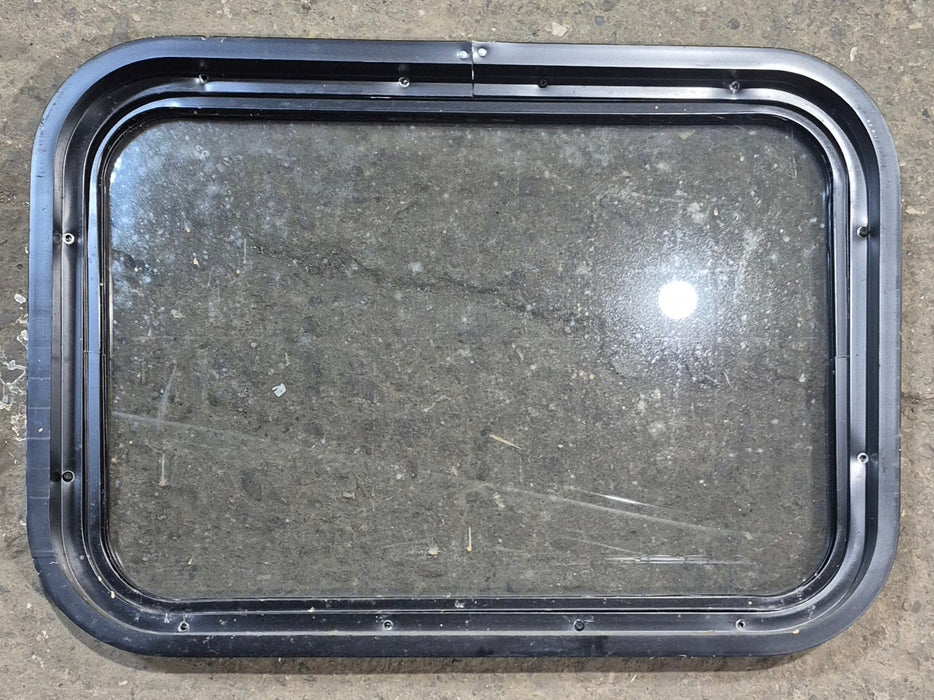 Used Black Radius Non Opening Window : 24 1/4" W x 16 3/4" H x 1 7/8" - Young Farts RV Parts