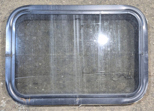 Used Black Radius Non Opening Window : 24 1/4" W x 16 3/4" H x 1 7/8" - Young Farts RV Parts