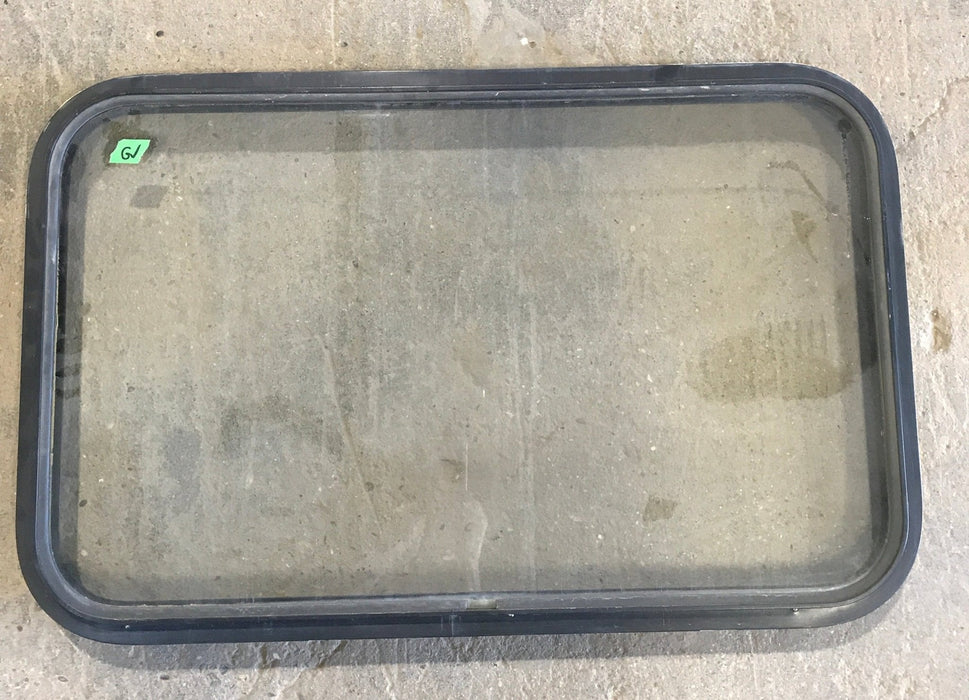 Used Black Radius Non - Opening Window : 32" W X 19 1/2" H X 2" D - Young Farts RV Parts